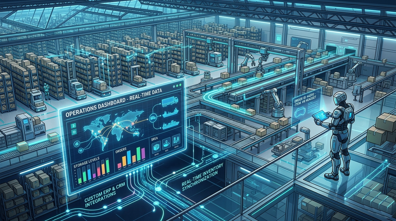 Warehouse management dashboard and logistics workflow interface